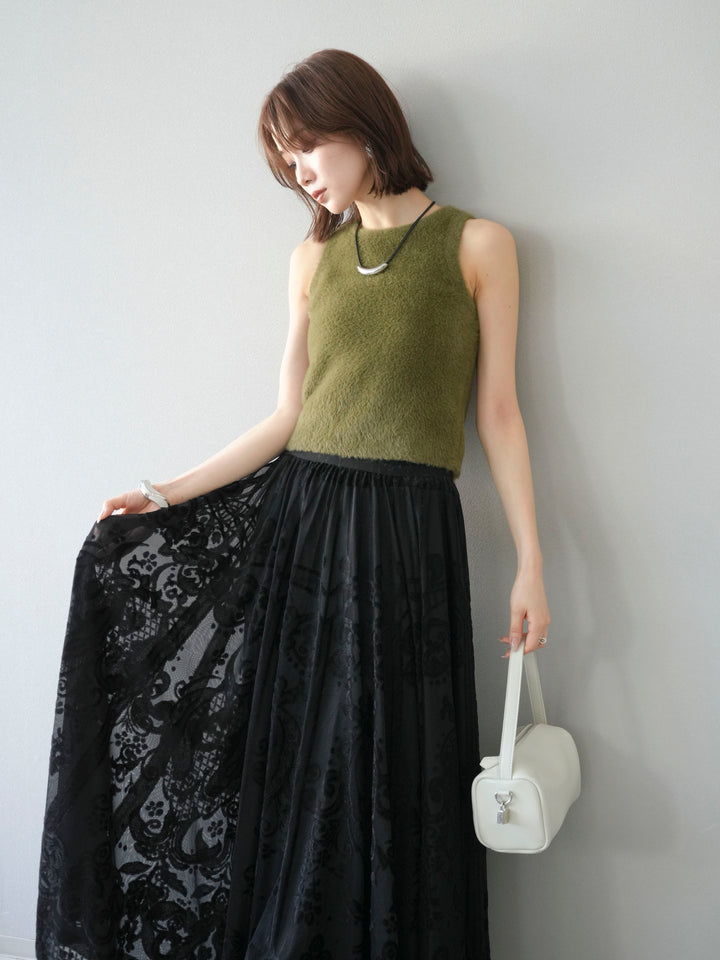 [予約]シャギーニットタンクトップ/カーキ