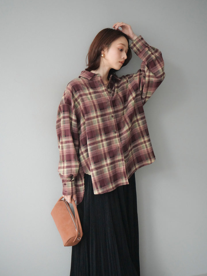 [予約]マルチウェイチェックシャツ/bordeauxbeige