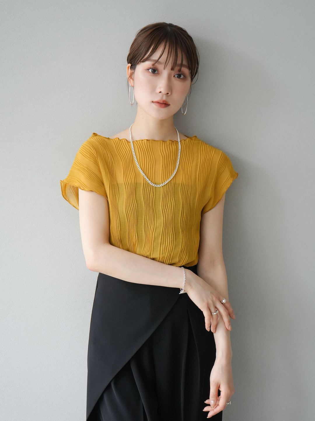 [Pre-order] Willow Wave French Sleeve Cut and Sew/Mustard