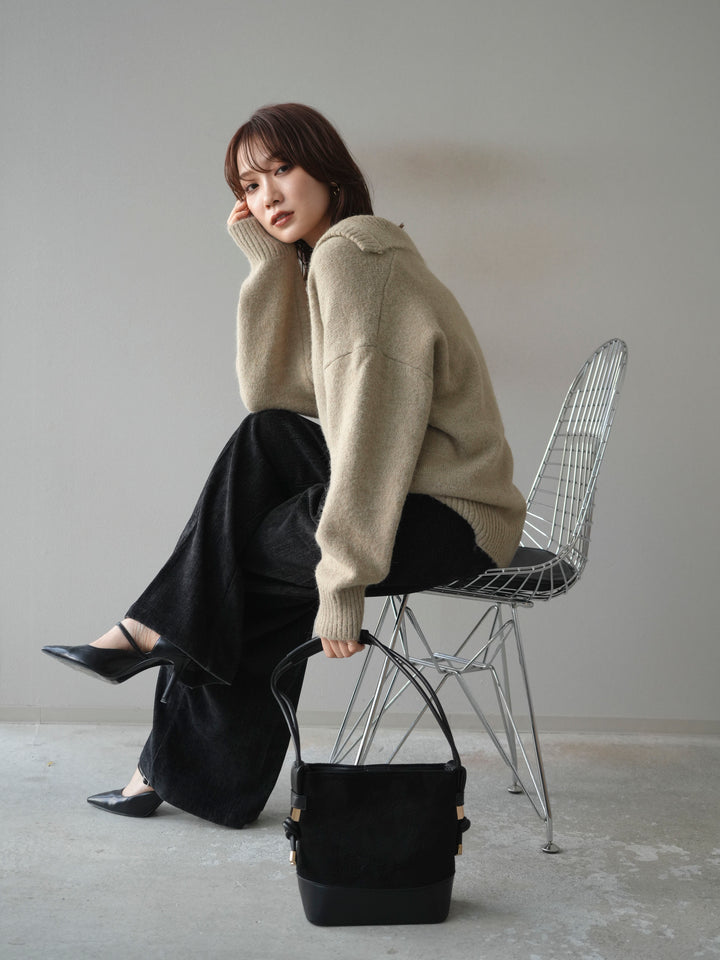 [予約]スキッパーニットプルオーバー/beige