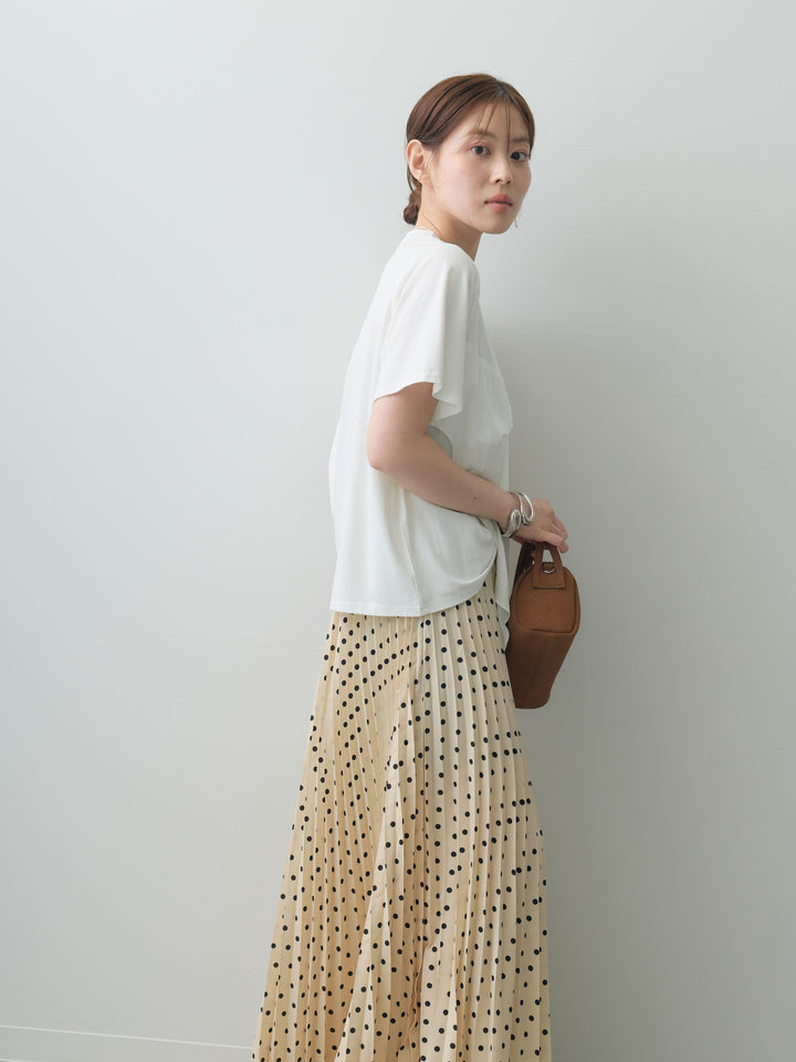 [SET]ラッフルドッキングTEE+ドットアコーディオンプリーツスカート(2set)