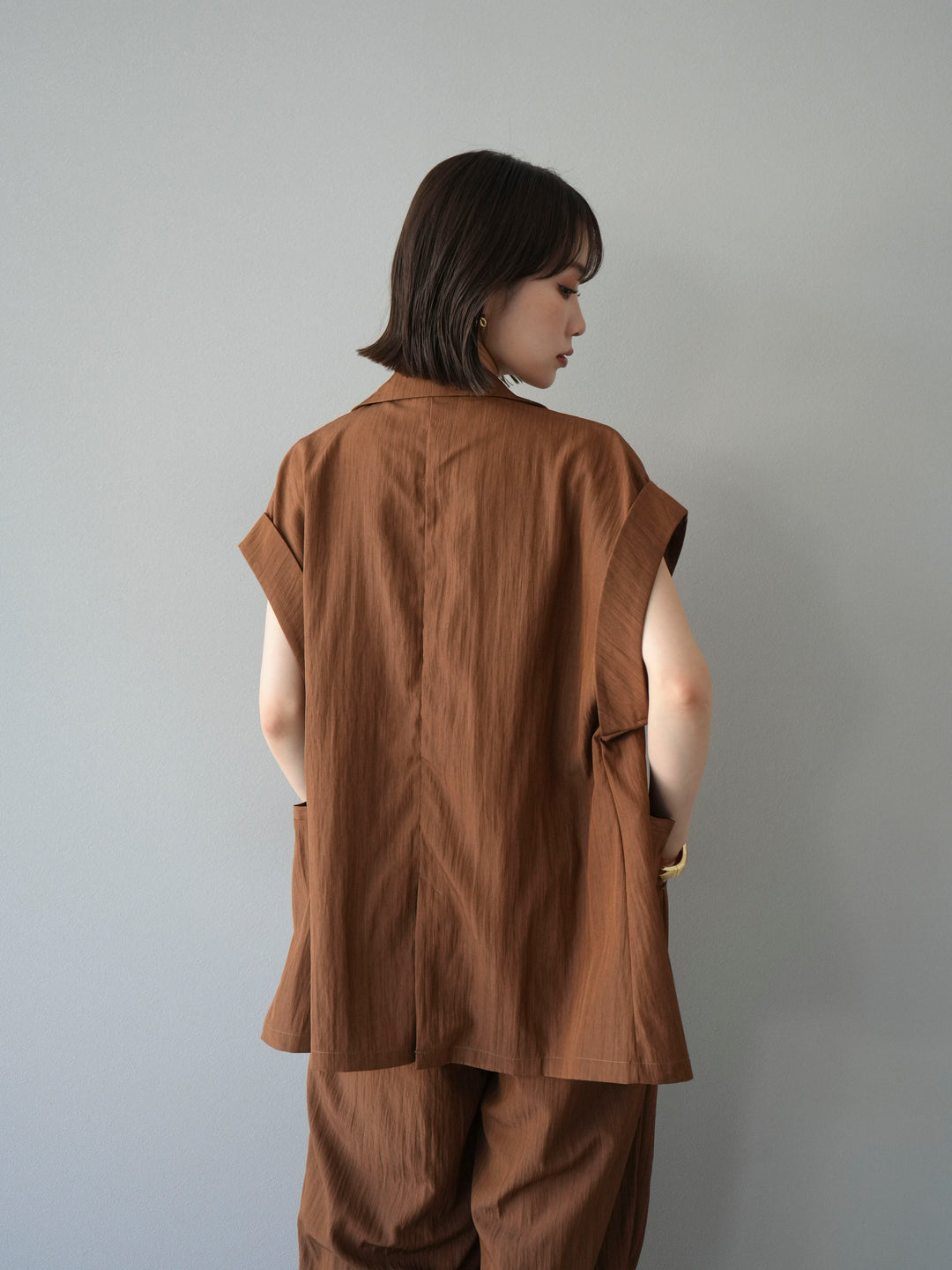 [SET]リネンライクノースリーブダブルジレ+リネンライクノースリーブダブルジレ(2set)