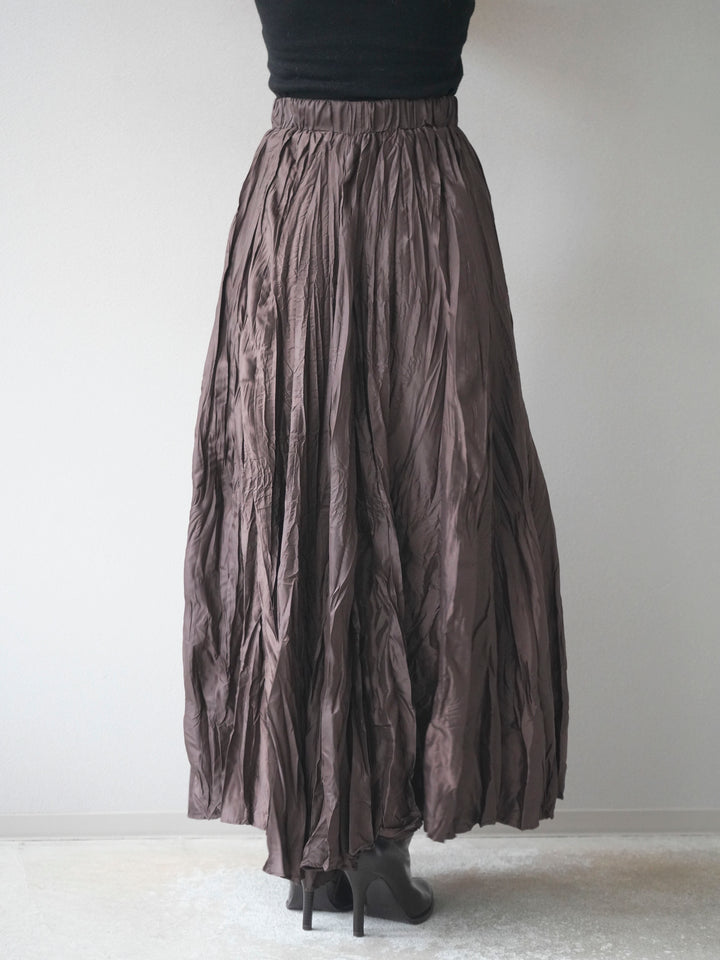 [予約]ワッシャープリーツロングスカート/brown