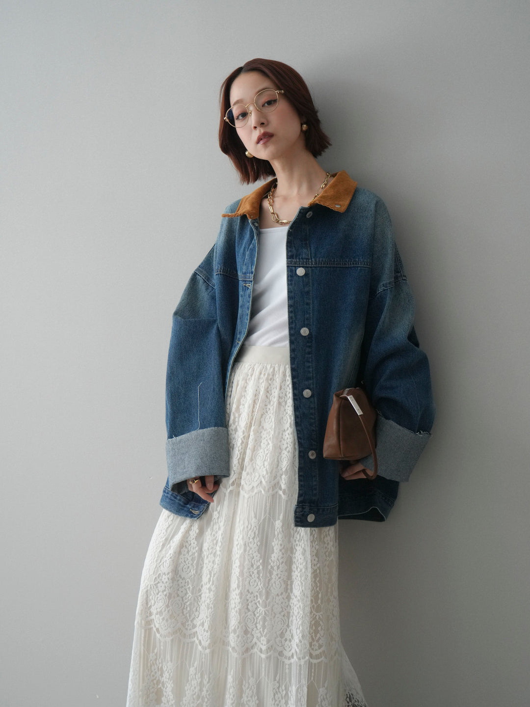 [予約]コーデュロイ×デニムミドルジャケット/blue