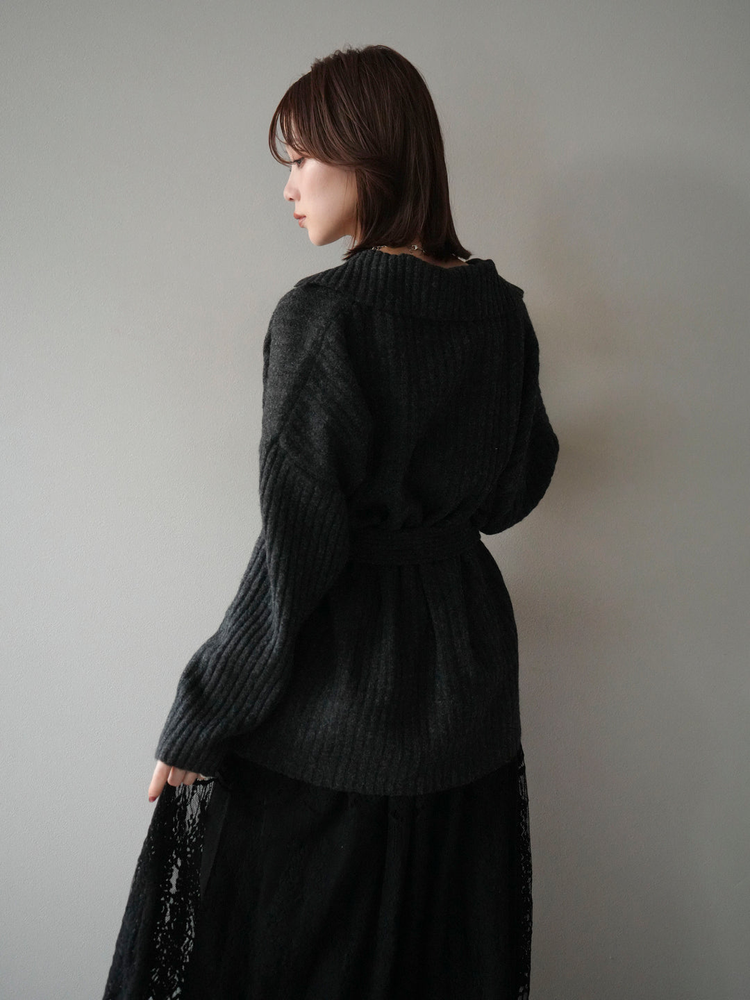 [予約]ワイドリブポロニットプルオーバー/darkgray