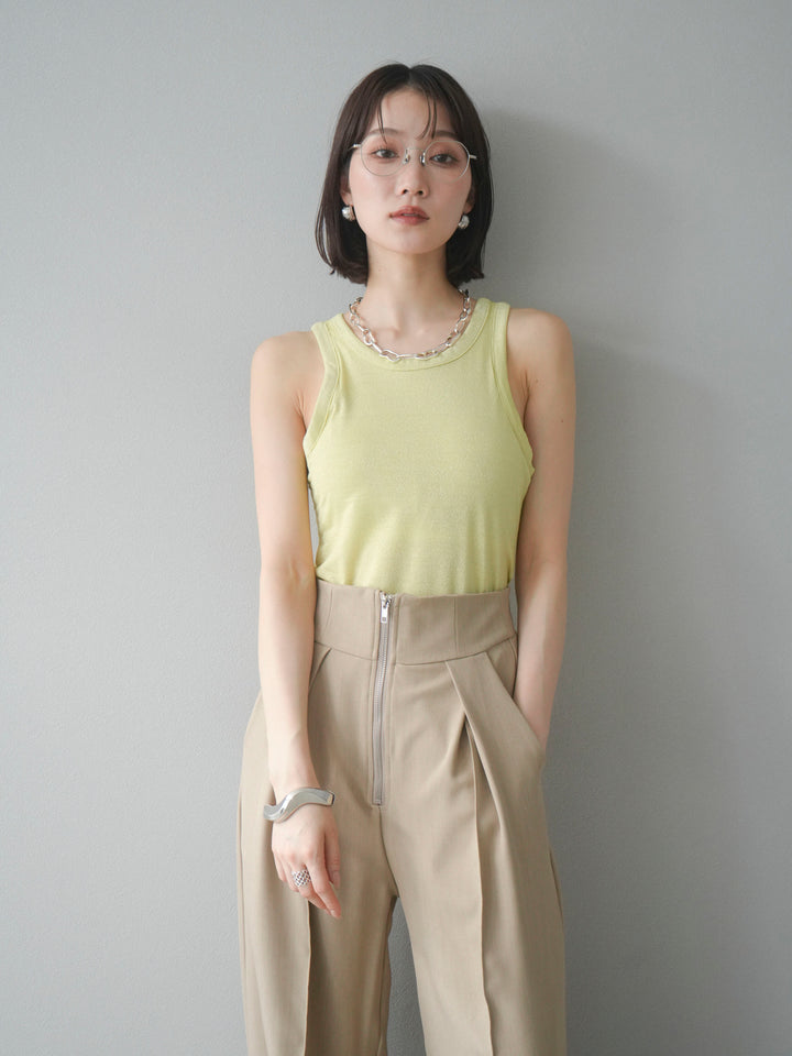 [予約]カップ付きラメアメスリブラトップ/イエロー