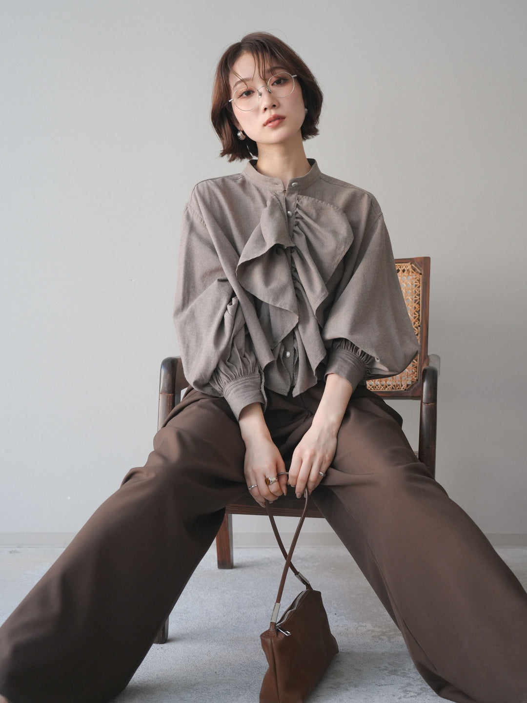 [SET]ラッフルフレアショートブラウス+ラッフルフレアショートブラウス(2set)