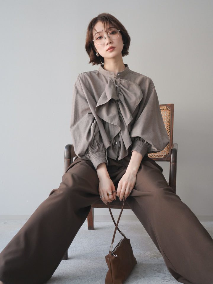 [SET]ラッフルフレアショートブラウス+ラッフルフレアショートブラウス(2set)