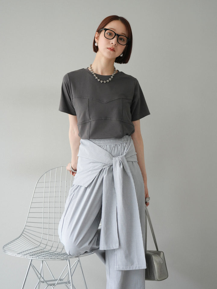 [預購] 緊身胸衣設計T卹/炭灰色