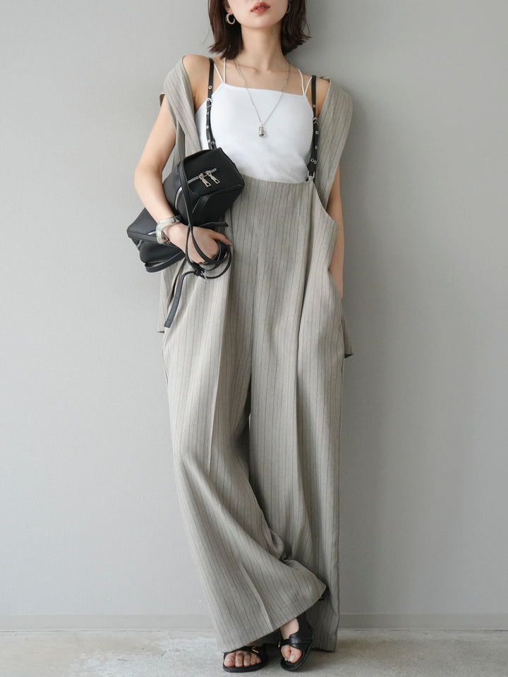 [予約]ヘリンボーンストライプジレ/グレージュ