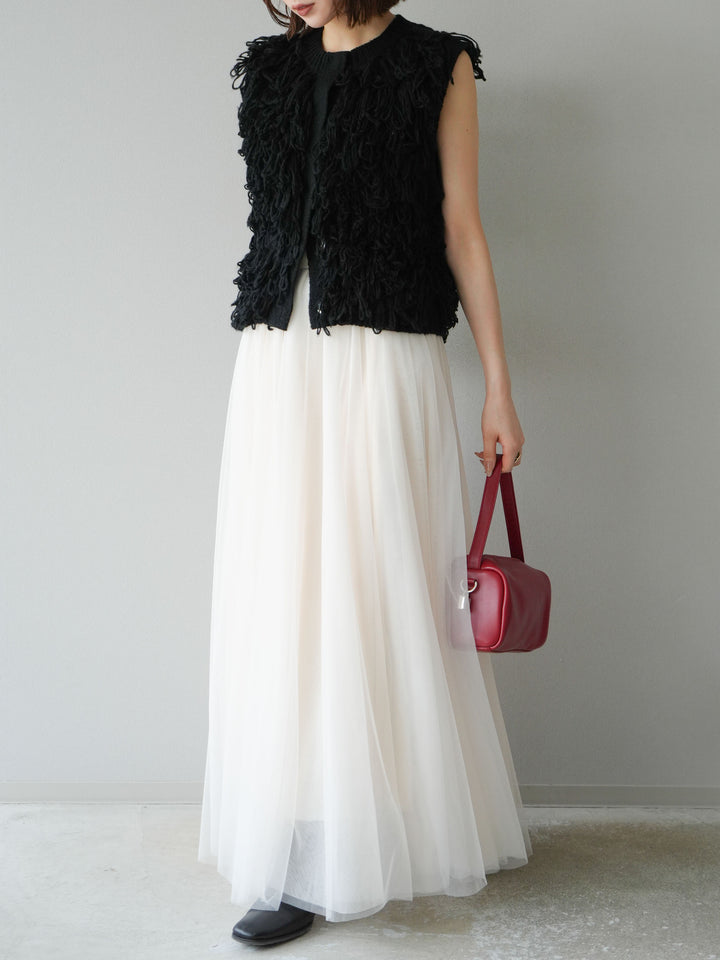[予約]チュールボリュームスカート/アイボリー