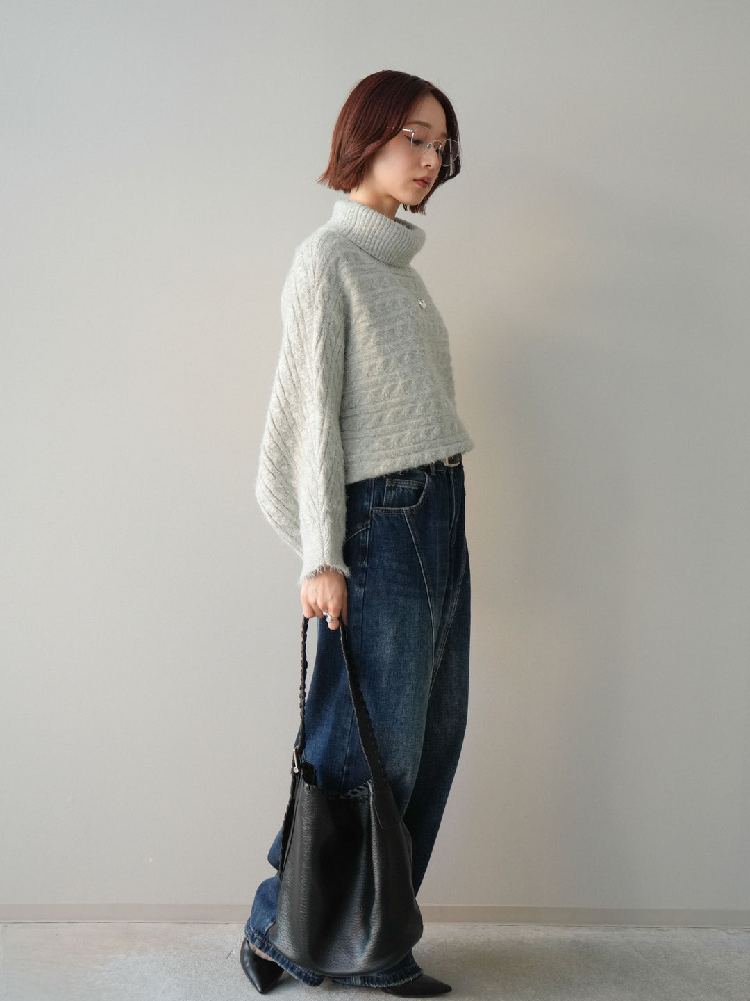 [予約]裏起毛加工デニムカーブパンツ/darkblue