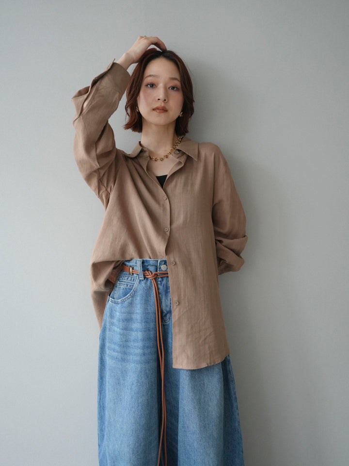 [予約]バックVレースデザインシャツ/beige