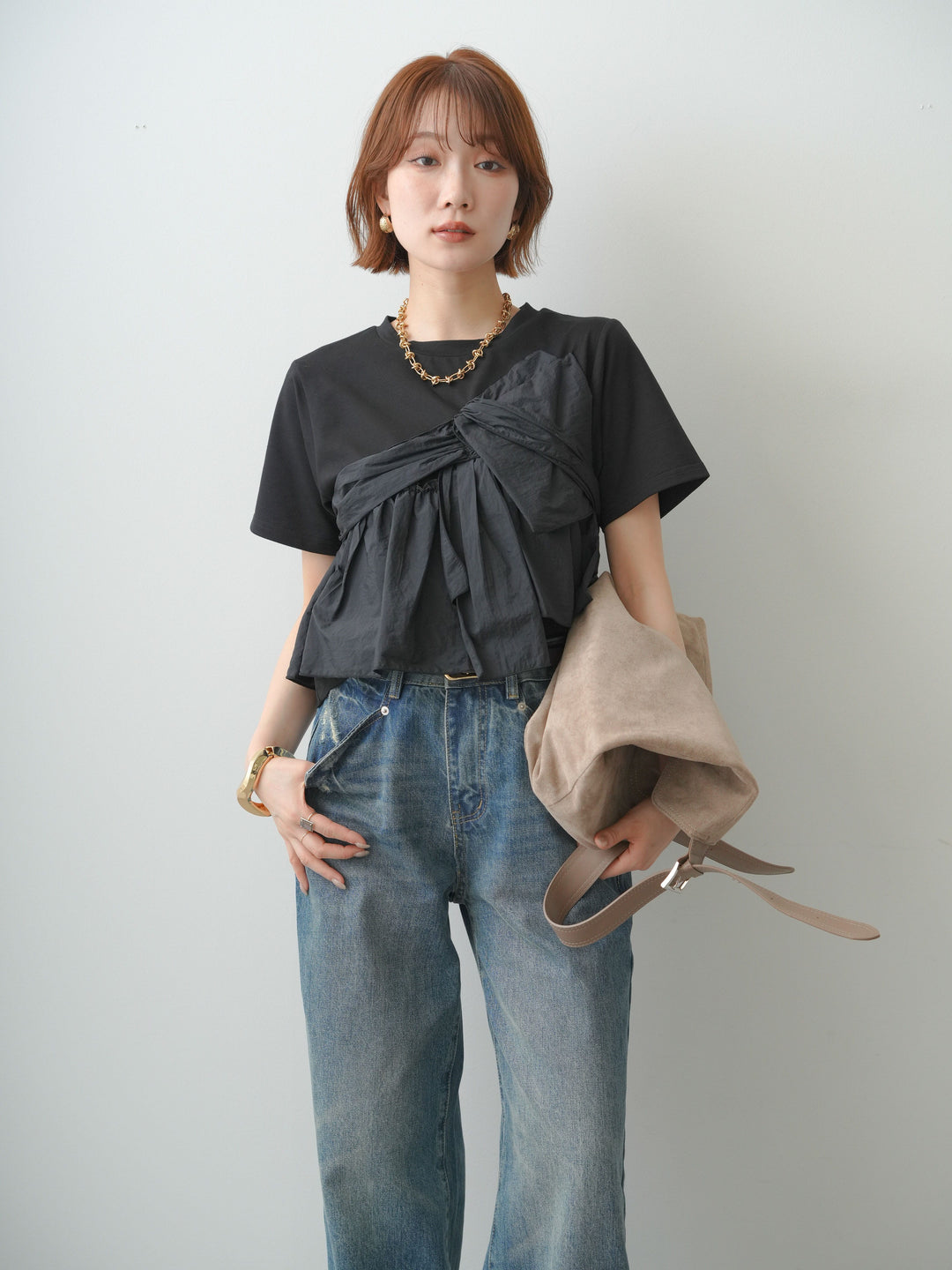 [SET]ナイロンドッキングツイストTEE +ナイロンドッキングツイストTEE (2set)