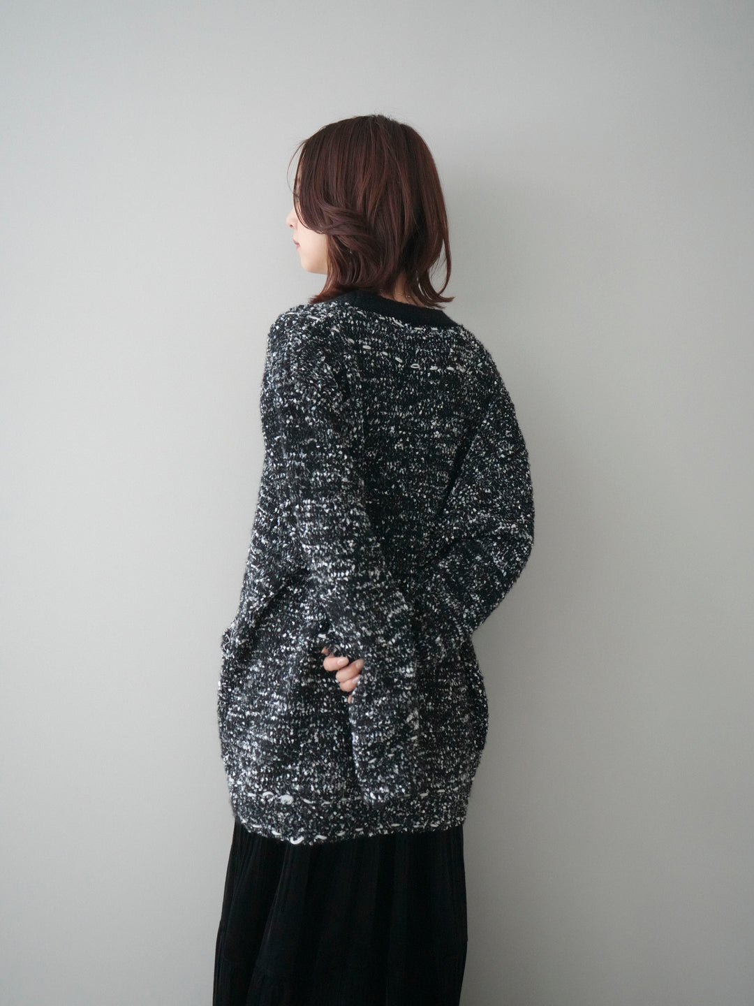 [予約]モールネップニットカーディガン/black