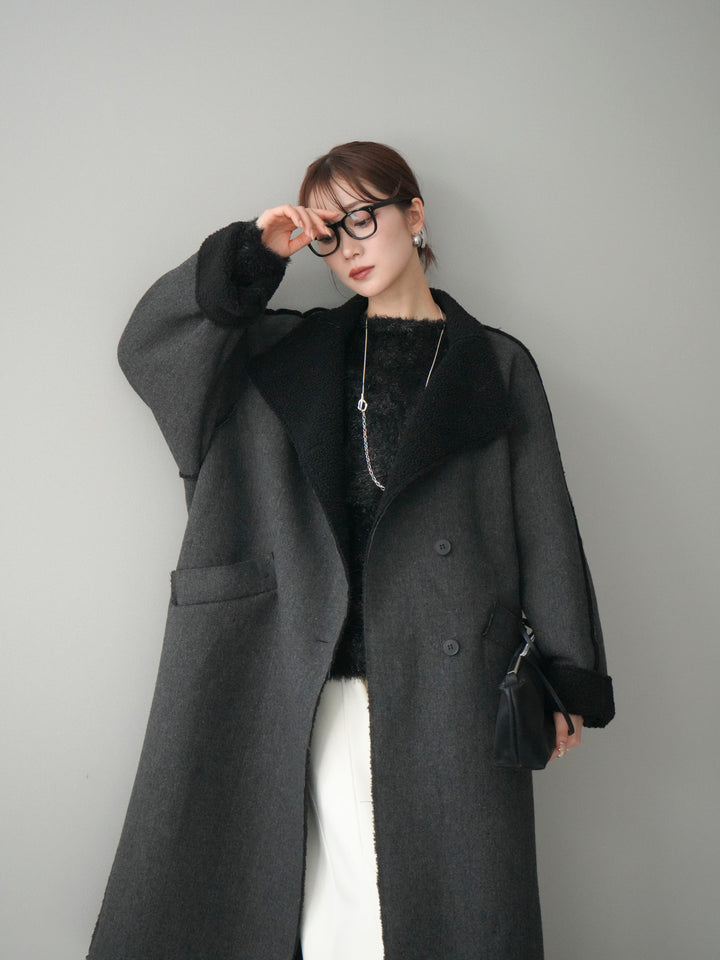 [予約]アウトシーム裏ボアコート/black