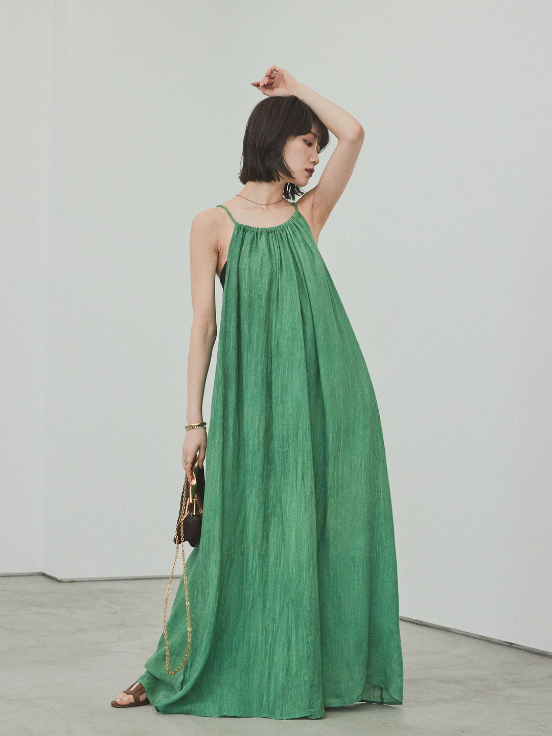 [予約]ムラ染めキャミワンピース/グリーン
