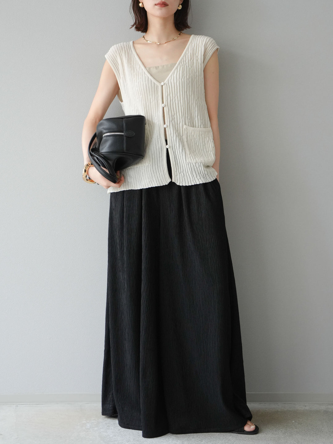 [予約]楊柳バギーパンツ/ブラック