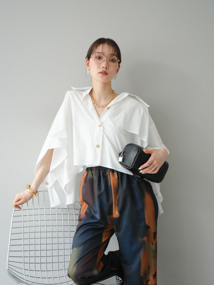 [予約]ポンチョショートシャツ/ホワイト