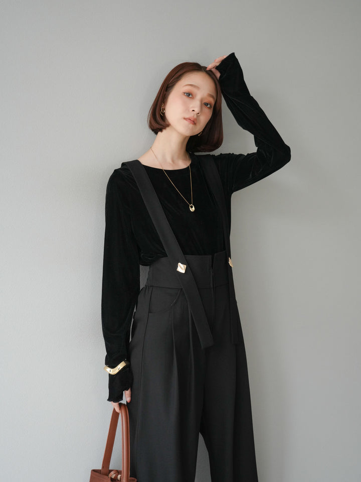 [予約]シアーベロアフィンガーホールトップス/ブラック