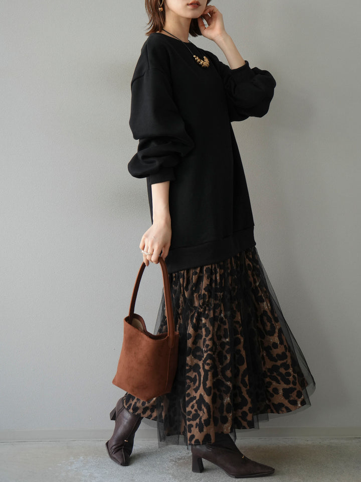 [SET] Sweat Docking 動物印花層疊連身裙 + 可選飾品套裝（2 套）