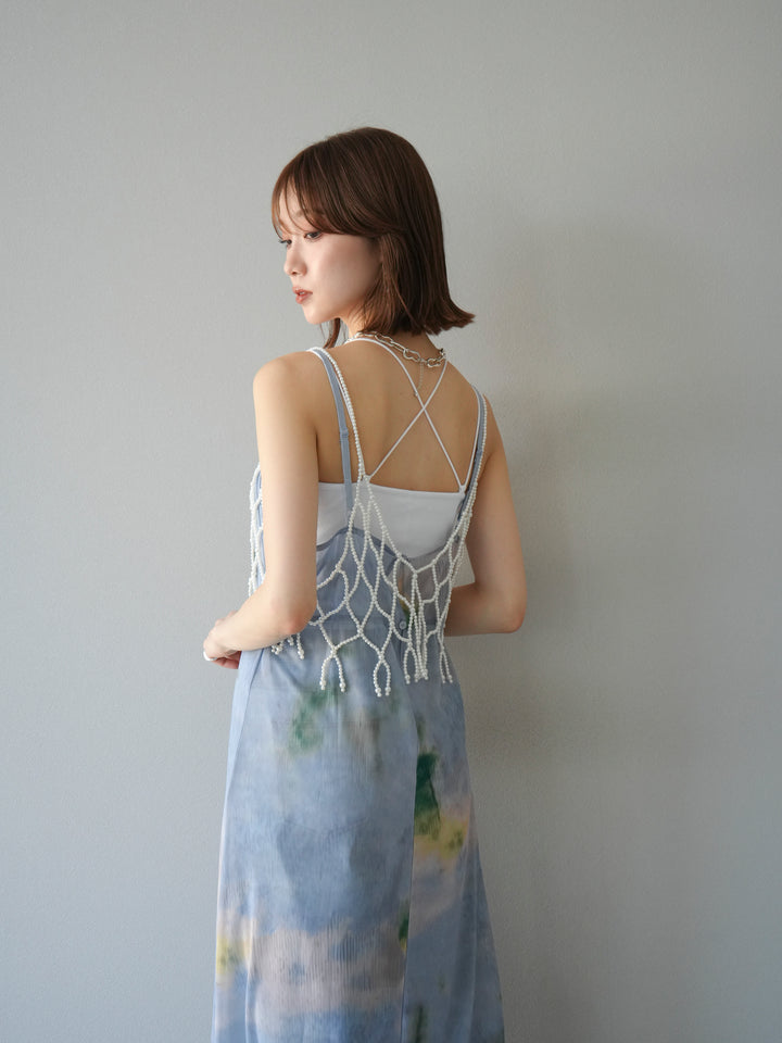 [予約タイダイ柄シアーキャミワンピース/サックス