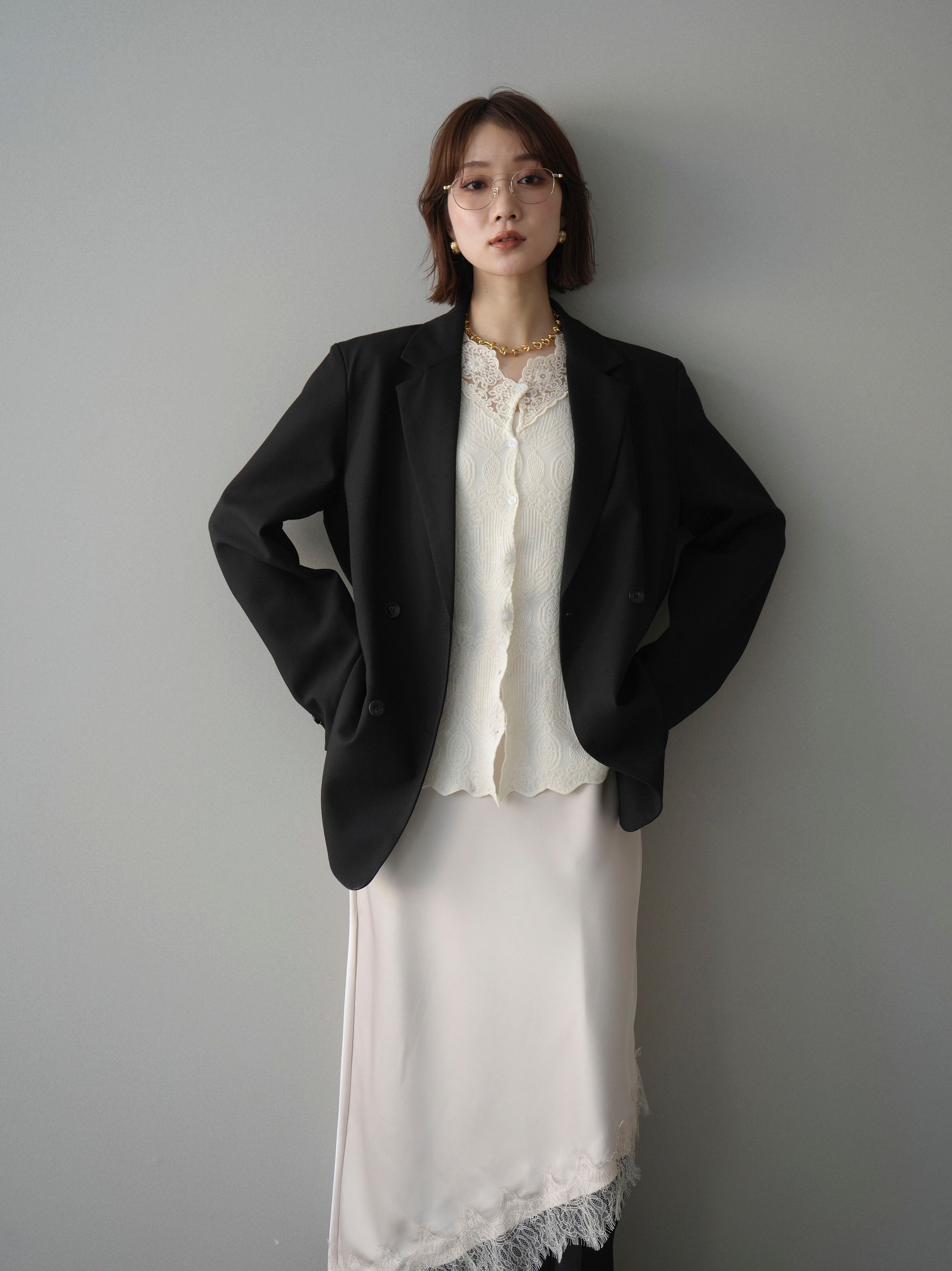 予約]ダブルブレストオーバージャケット/black – Lumier