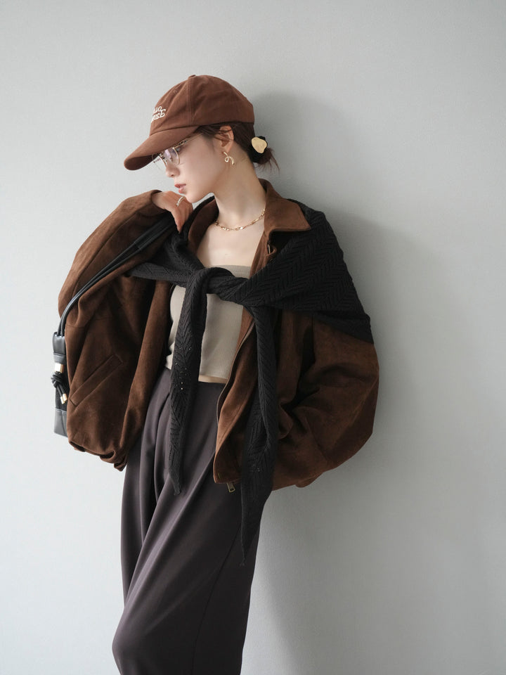 [SET] 麂皮外套+皮帶環設計寬褲（2套）