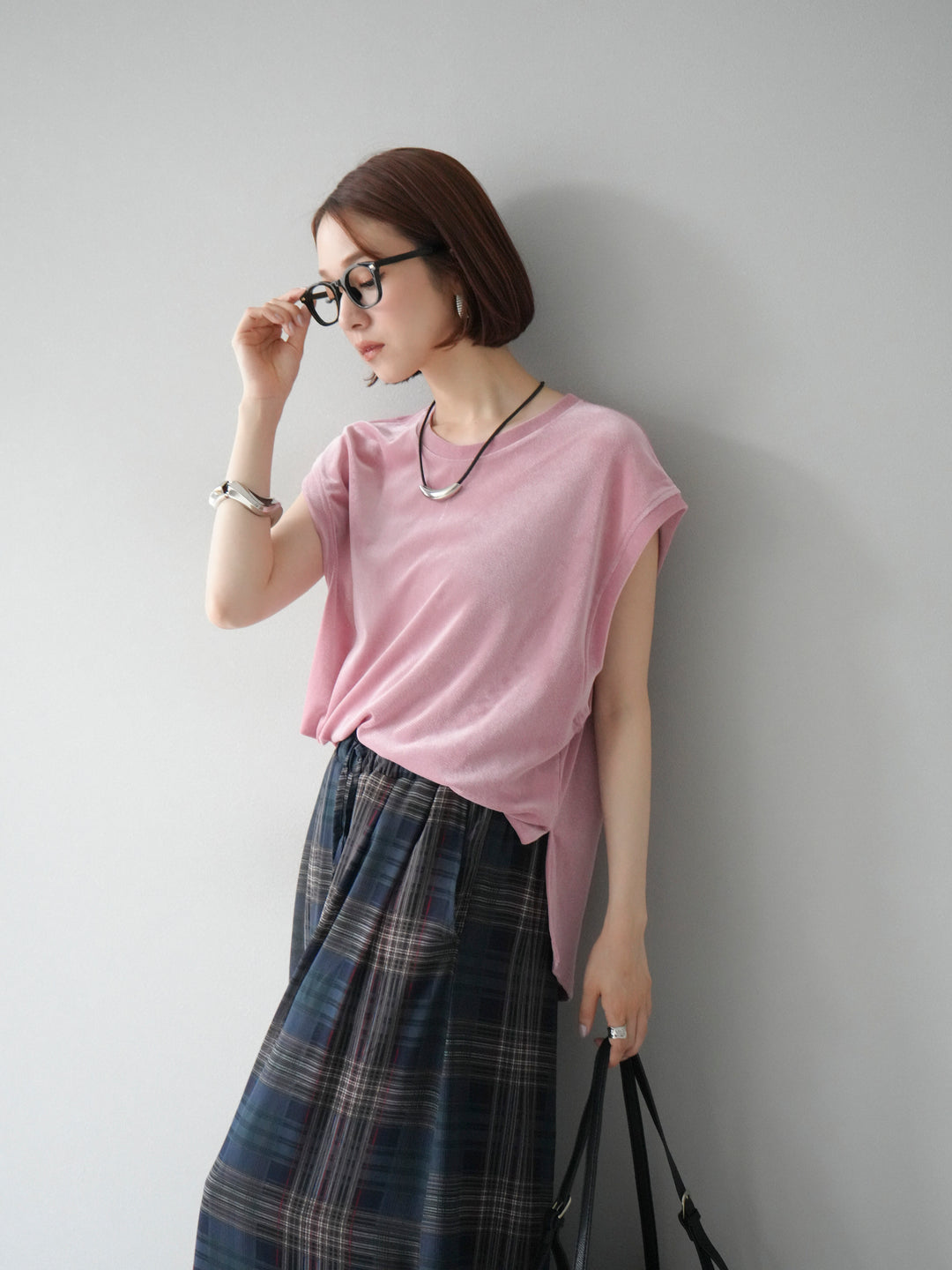 [予約]シアーフロッキーベロアルーズノースリーブTシャツ/ピンク