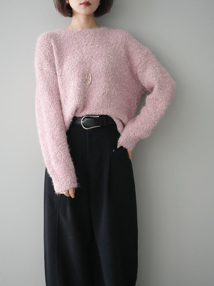 [予約]モールラメミックスヤーンニットプルオーバー/pink