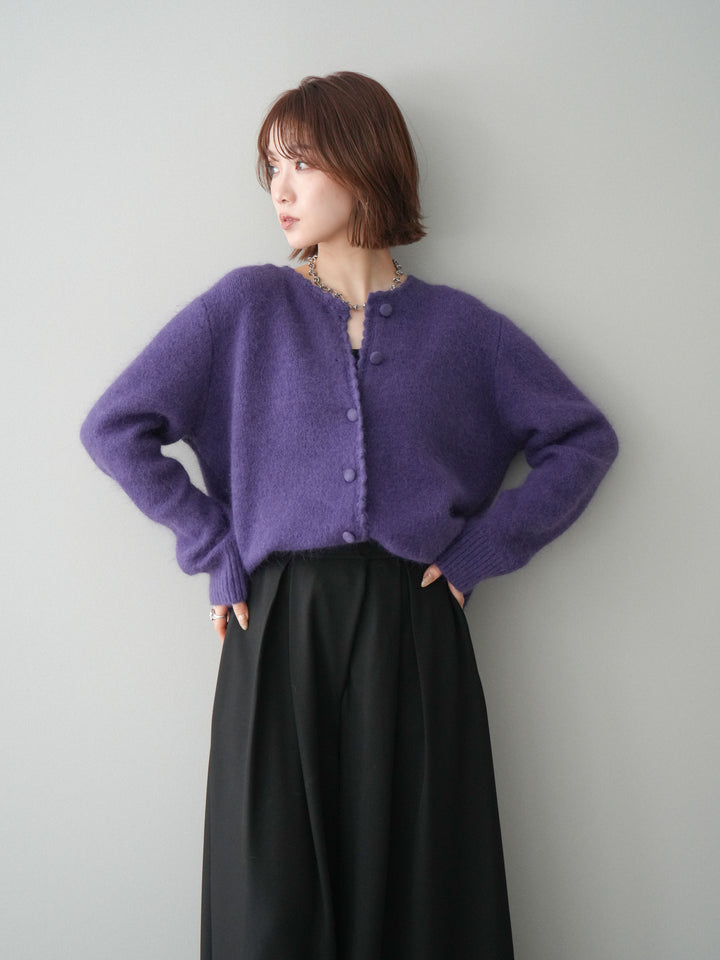 [SET]くるみボタンニットカーディガン+テープベルトタックバギーパンツ(2set)