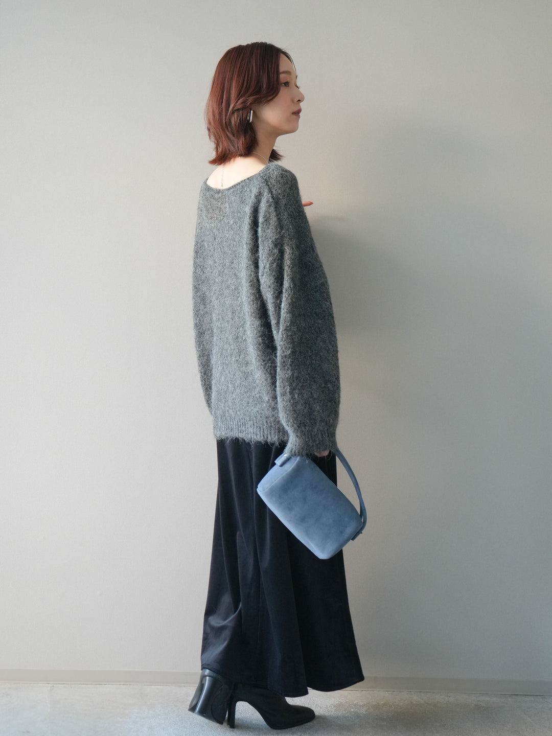 [予約]ベルベットナロースカート/black