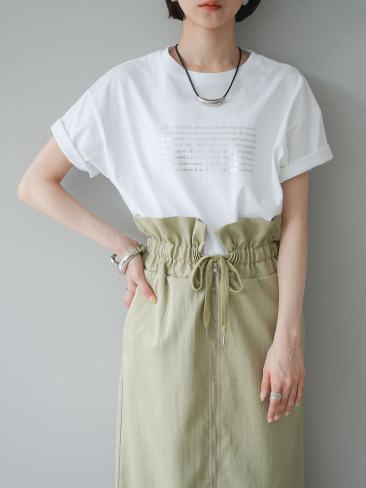 [予約]メッセージ箔プリントTシャツ/オフ