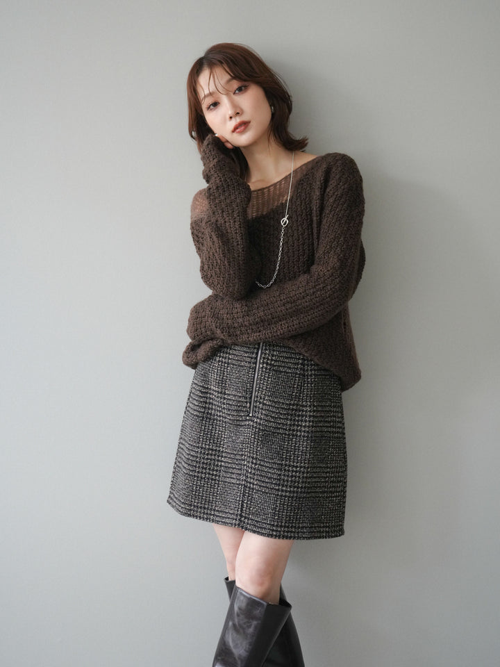 [予約]ダメージデザインニットプルオーバー/brown