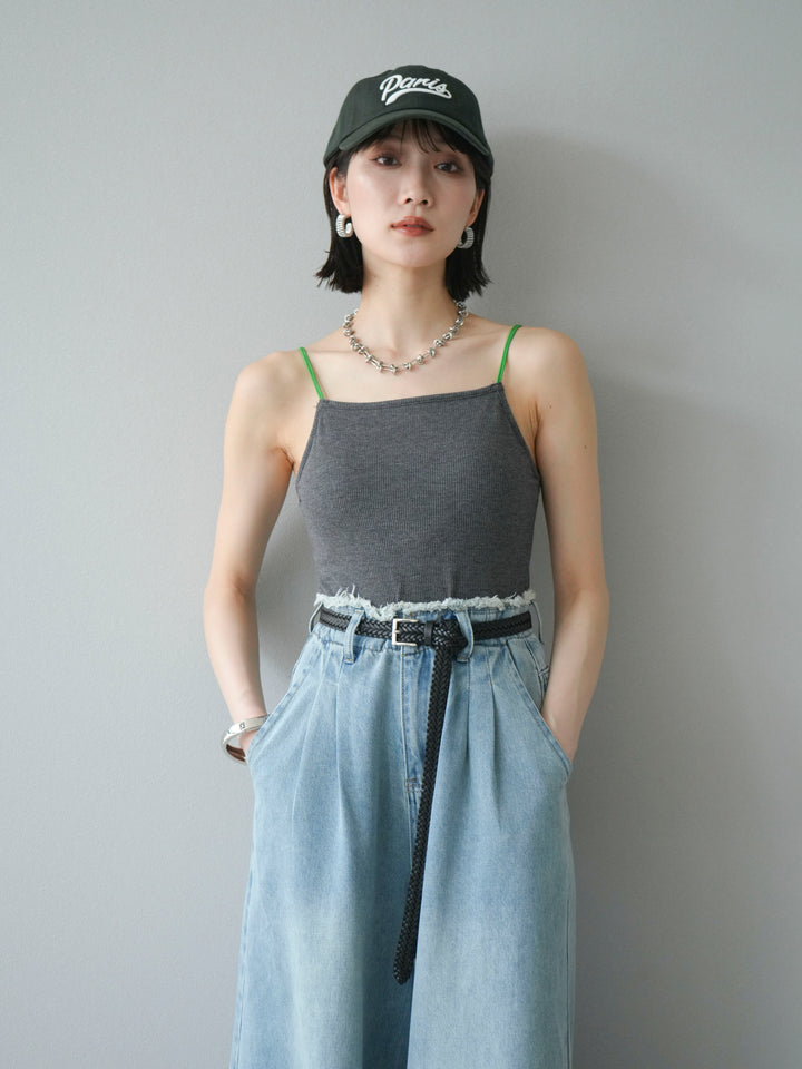 [予約]バイカラーストラップカップ付キャミソール/グレー