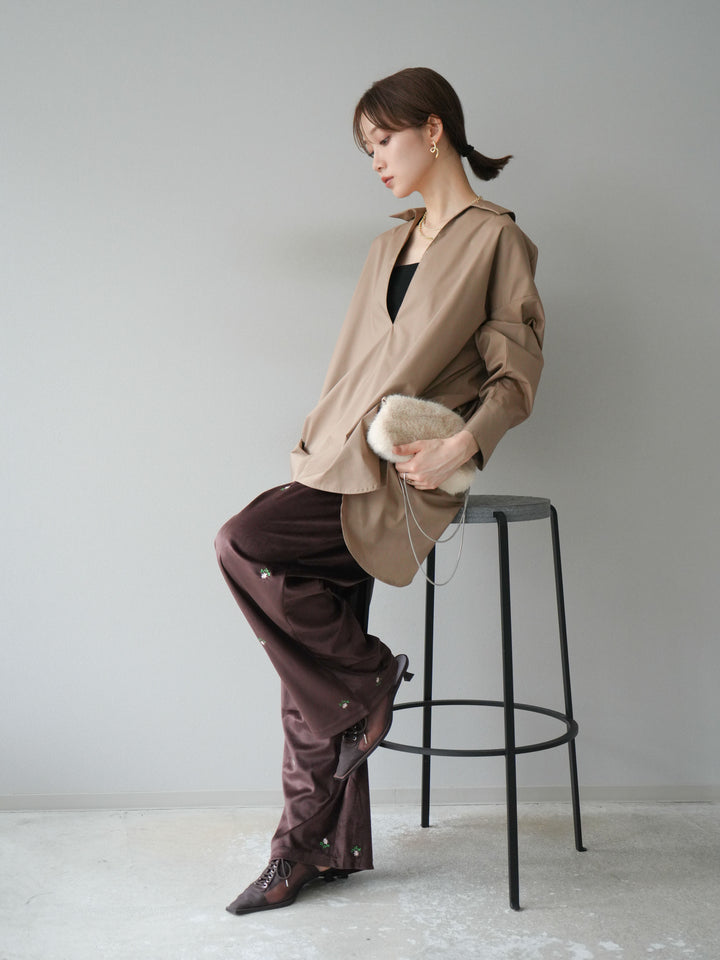 [予約]ブロードディープスキッパーブラウス/ベージュ