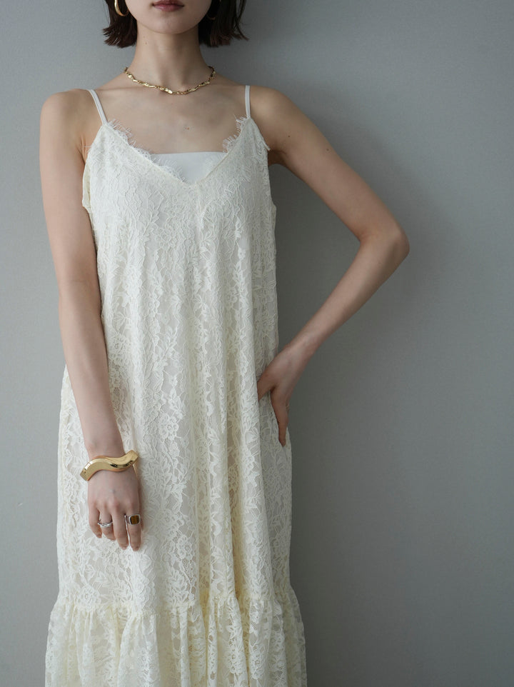 [SET]ギャザー切替レースキャミワンピース+選べるアクセセット(2set)