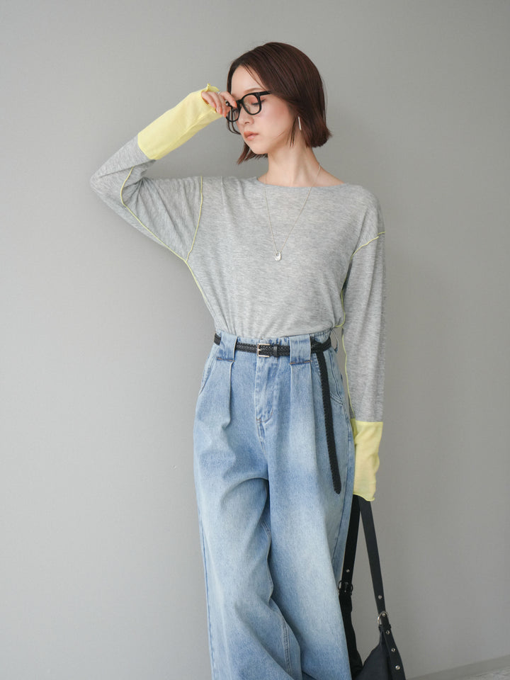 [SET]配色メロウトップス+配色メロウトップス(2set)