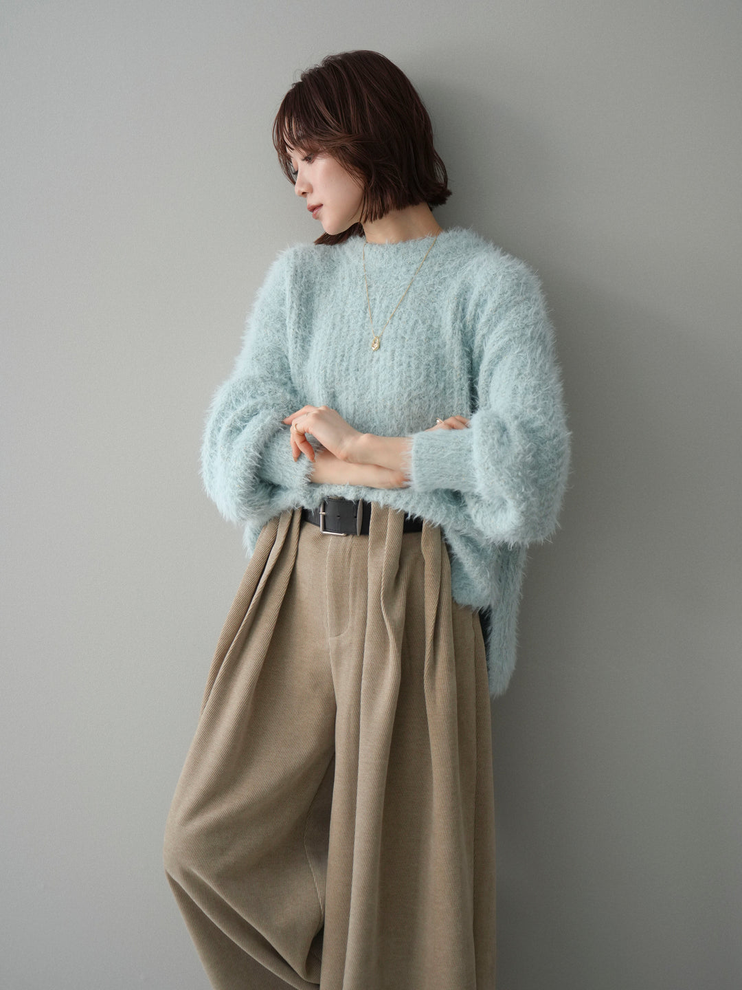 [SET]ボリュームスリーブシャギー MIXニットプルオーバー+ボリュームスリーブシャギー MIXニットプルオーバー(2set)