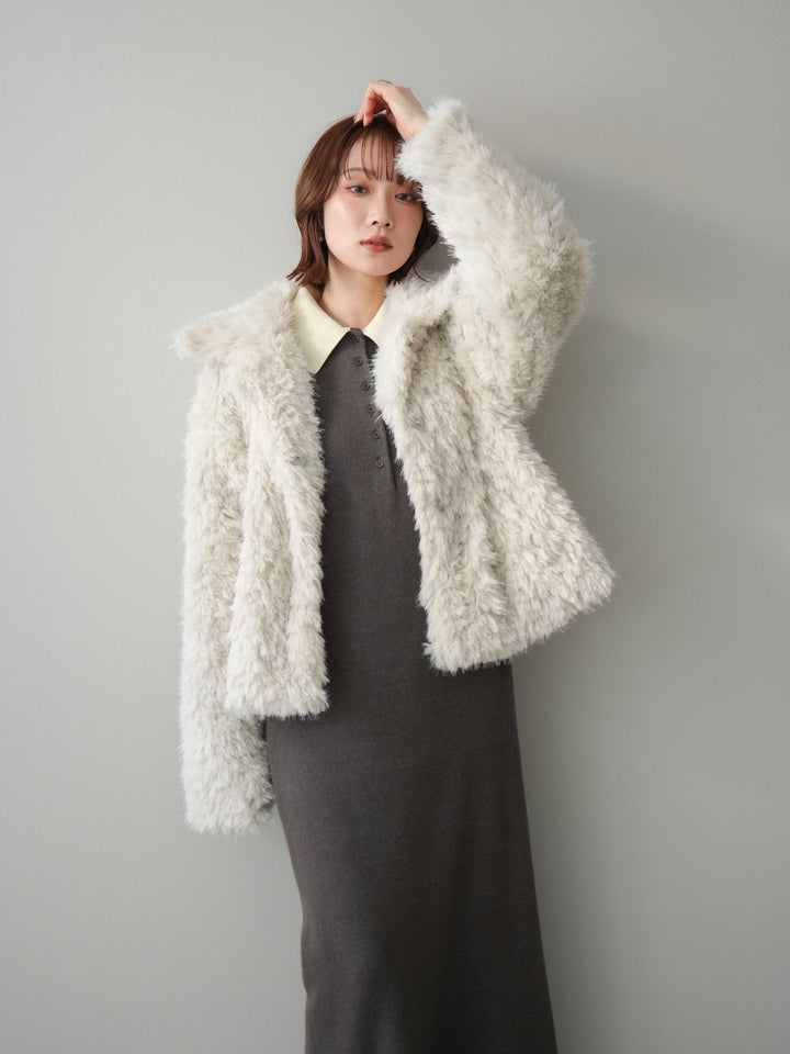 [SET]配色ポロニットワンピース+選べるアクセセット(2set)