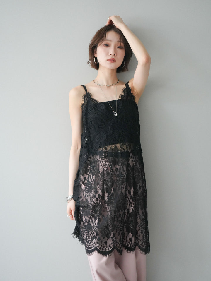 [予約]総レースチュニックキャミソール/black