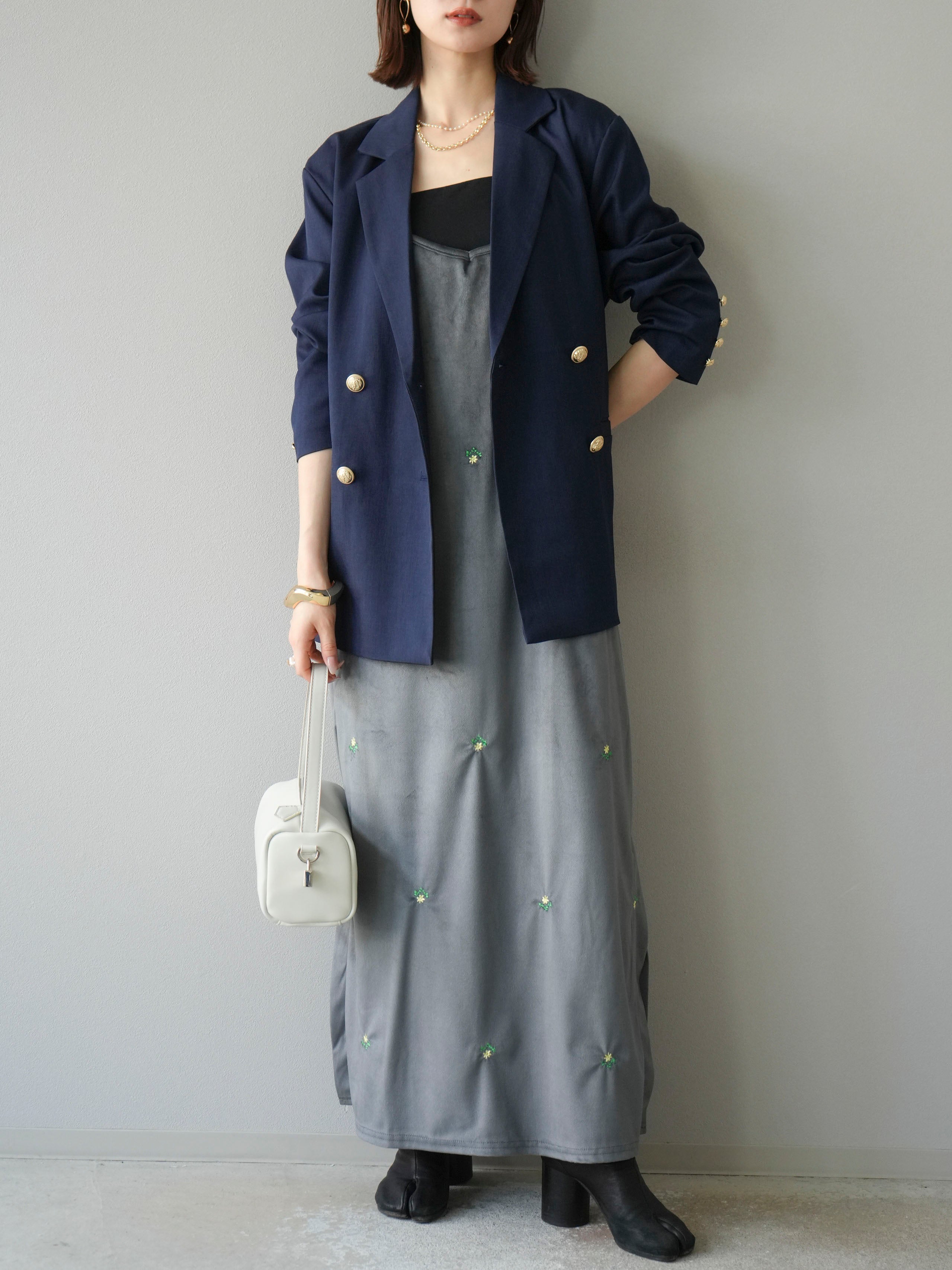 ベロアビスチェキャミワンピース ベロアワンピース ロング グレー Lumier 予約]ベロアビスチェキャミワンピース/グレー – Lumier