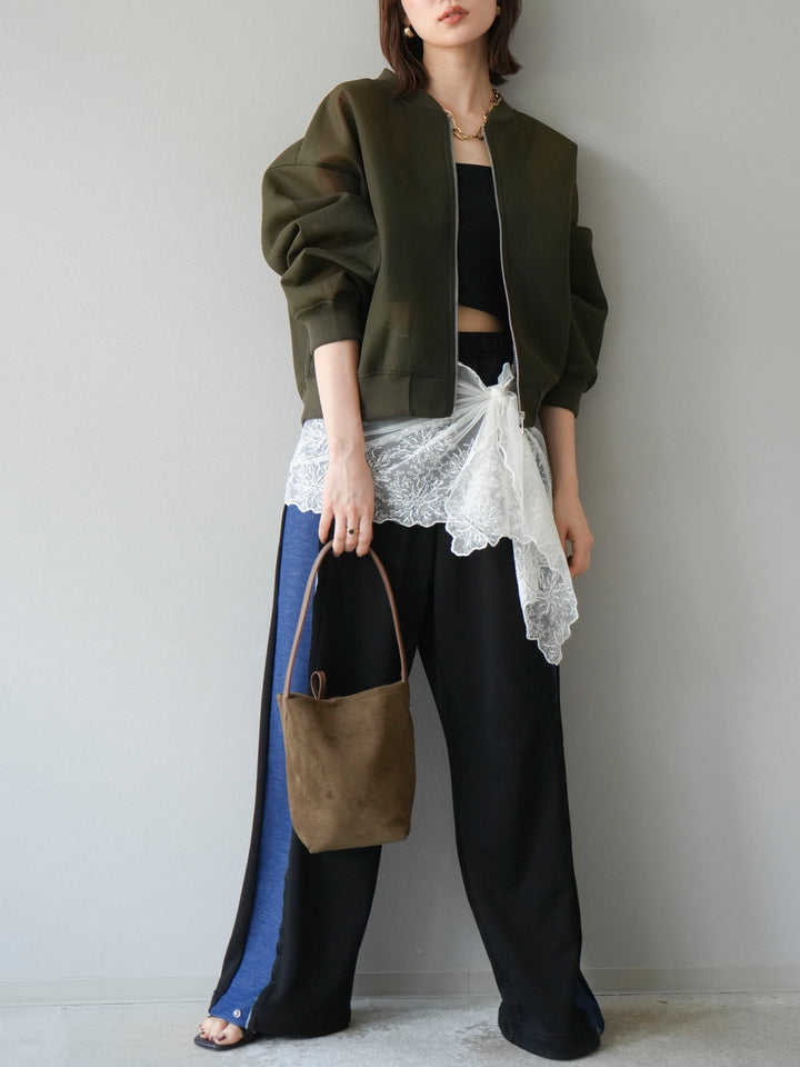 [予約]デニム切替2WAYデザインスウェットパンツ/ブラック