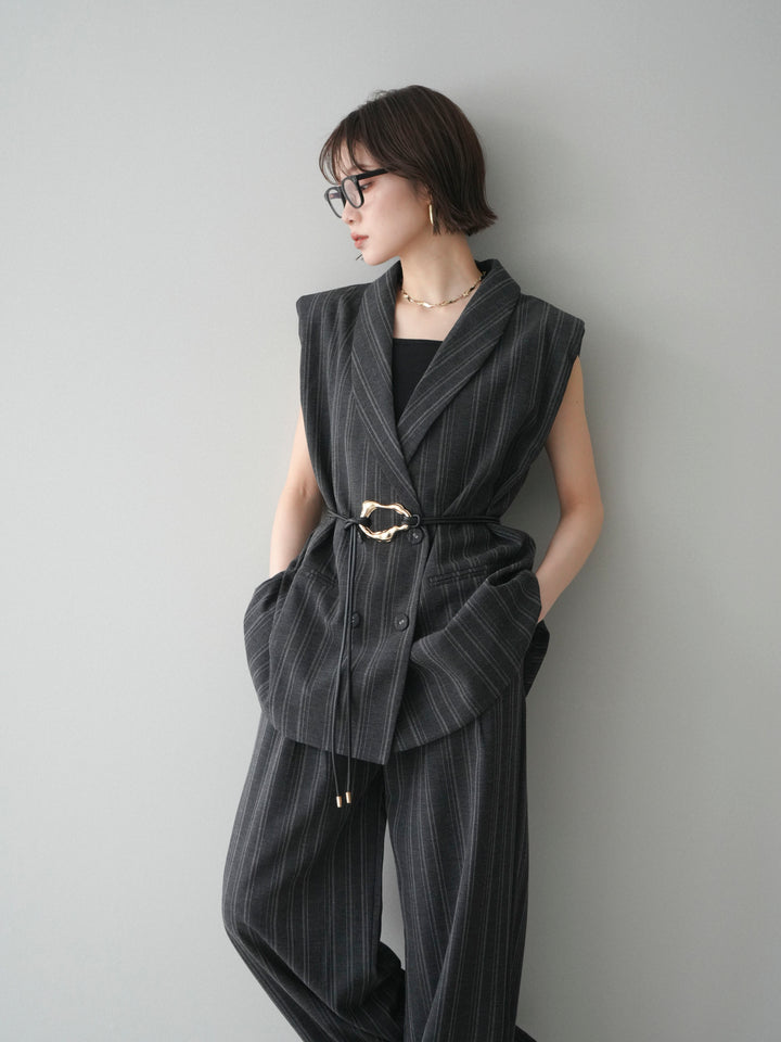 [SET]モチーフベルト付ストライプジレ＆パンツSETUP