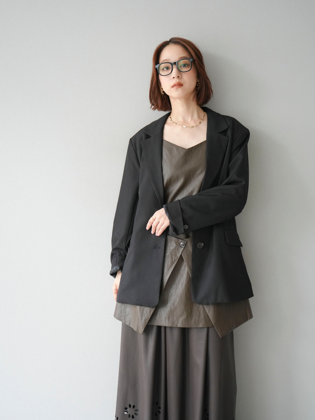 [予約]エステルオーバーテーラードジャケット/ブラック