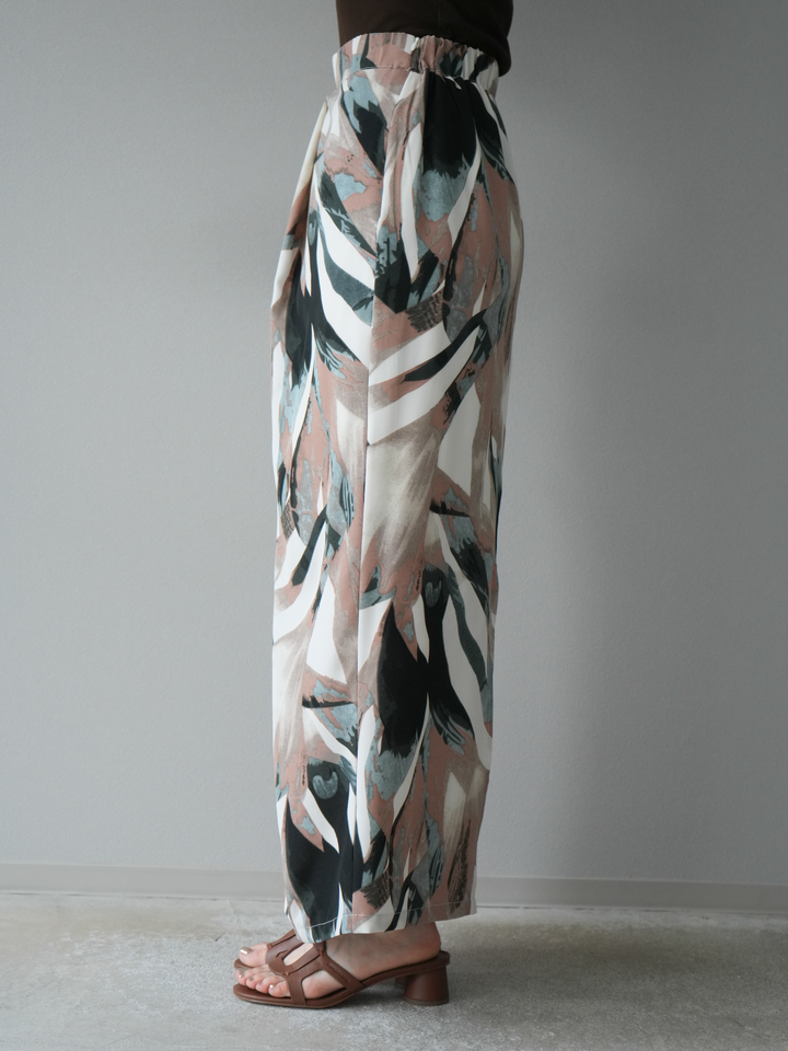 [預購] 度假風印花褶襉I字裙/綠色