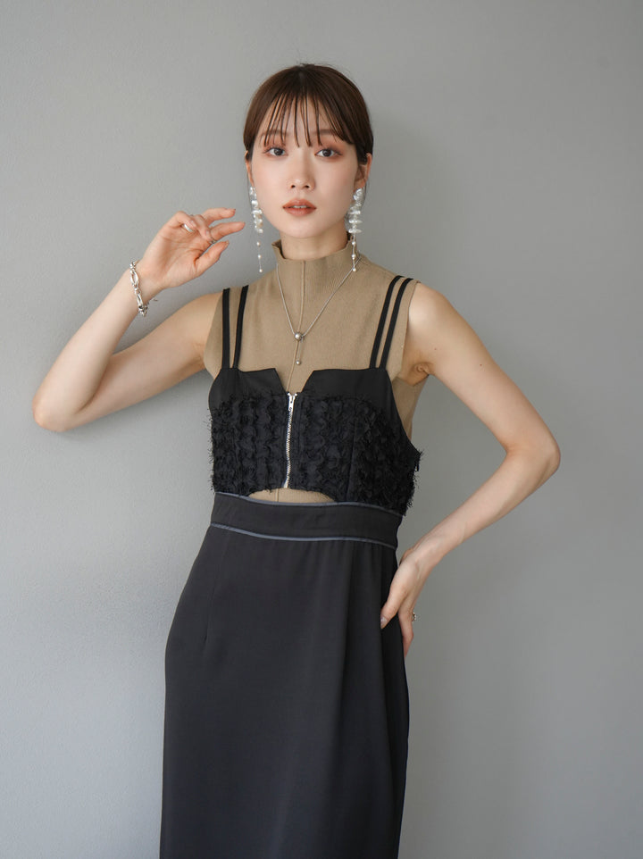 [Pre-order] Jacquard bustier design dress/Black