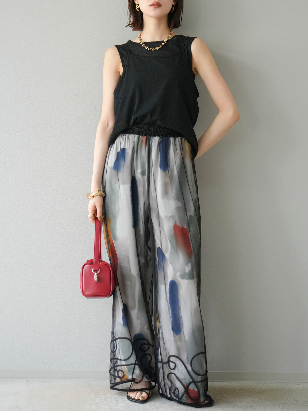 [予約]アイスタッチ2WAYデザインキャミタンク/ブラック