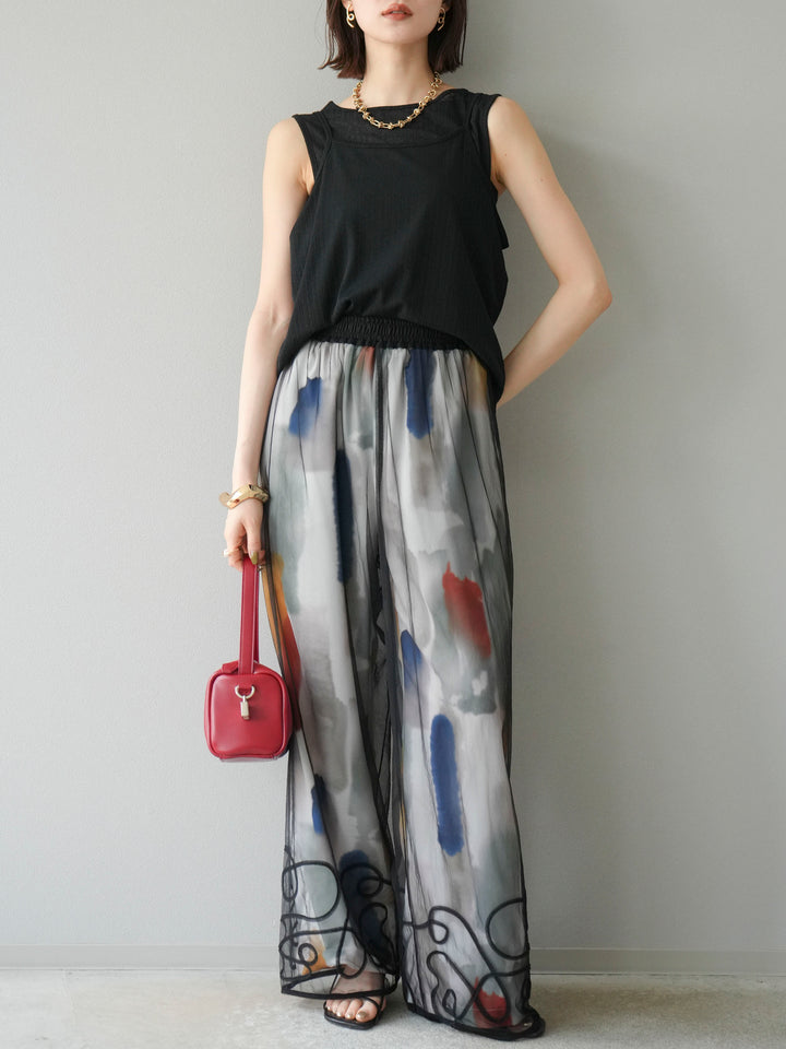 [予約]アイスタッチ2WAYデザインキャミタンク/ブラック