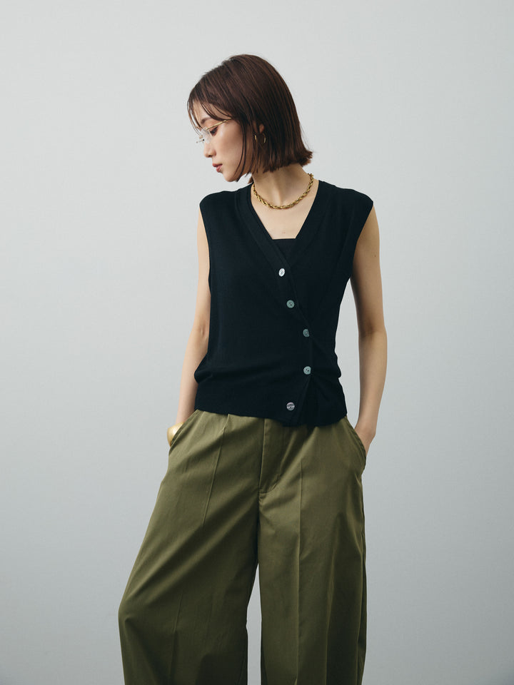[SET]クールタッチ2WAYデザインニットベスト+コクーンワイドチノパンツ(2set)